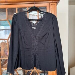 Reformation Black Lace Detail Blouse